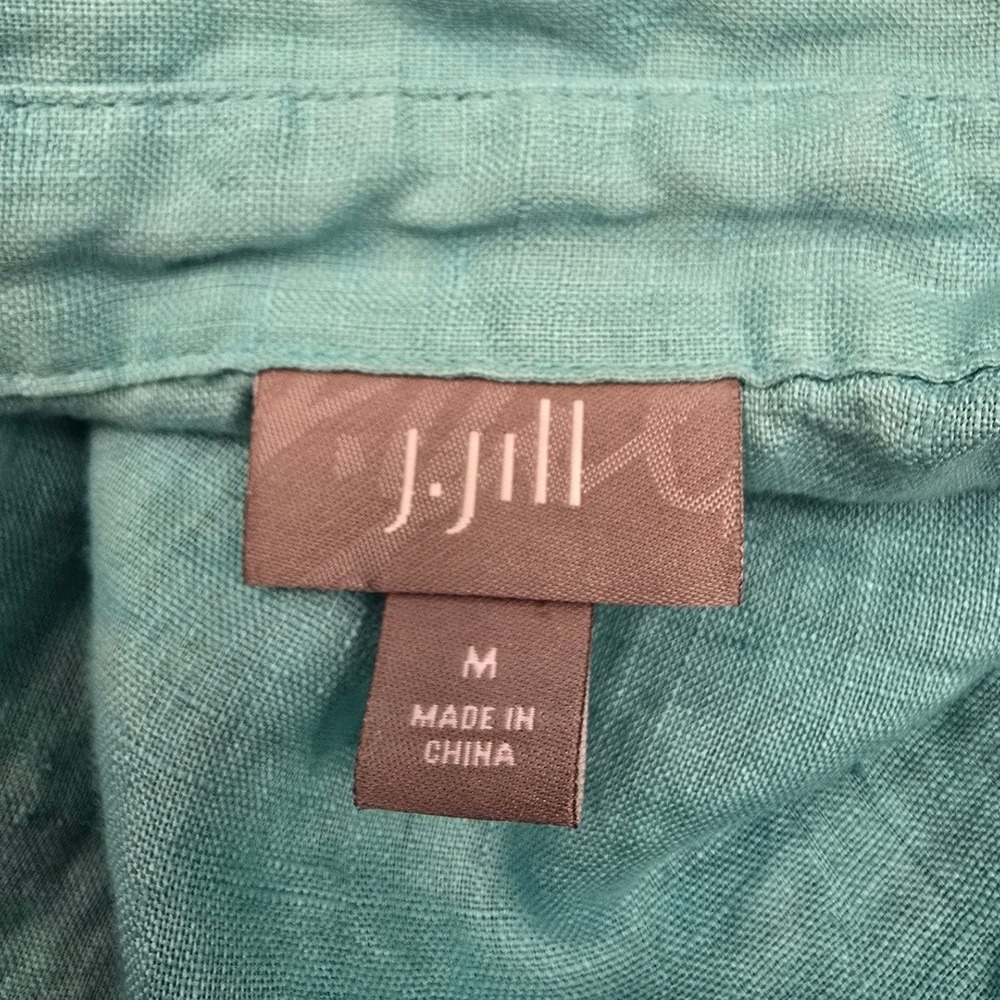J Jill 100% Linen M Button Up Shirt Coastal Grandmother Quiet Luxury Minimalist - Picture 3 of 7